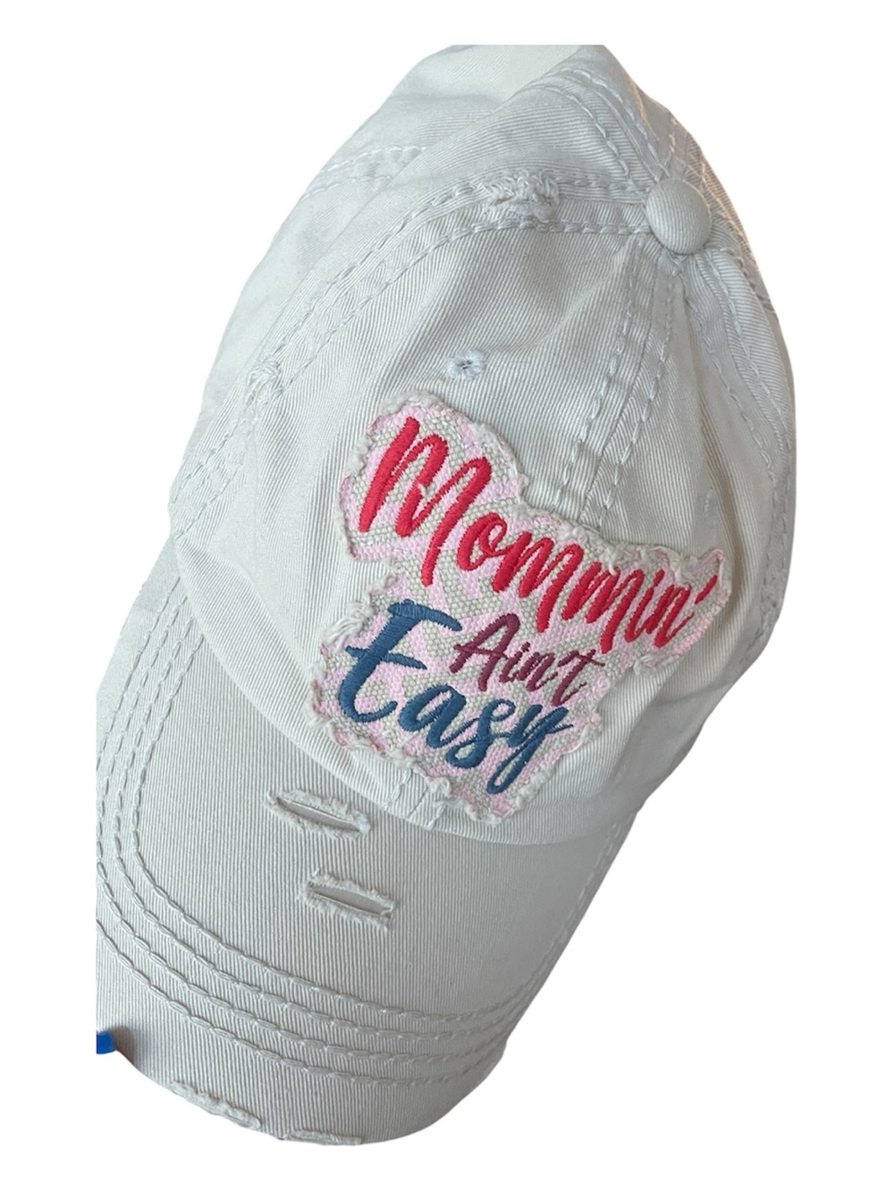 White 'Mommin' Ain't Easy' Baseball Cap